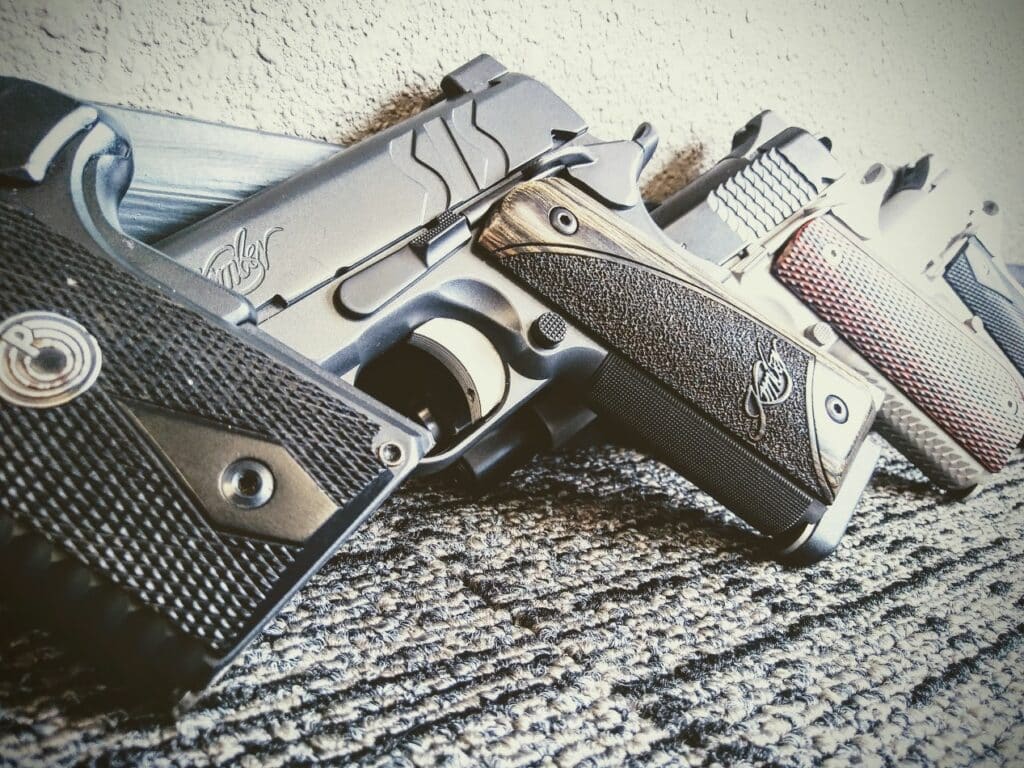 assortment of pistols